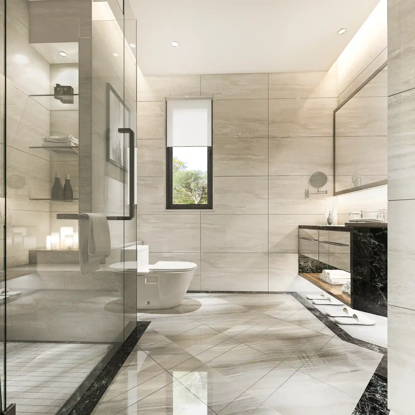 A tiler from Alee Tile Worx setting wall tiles