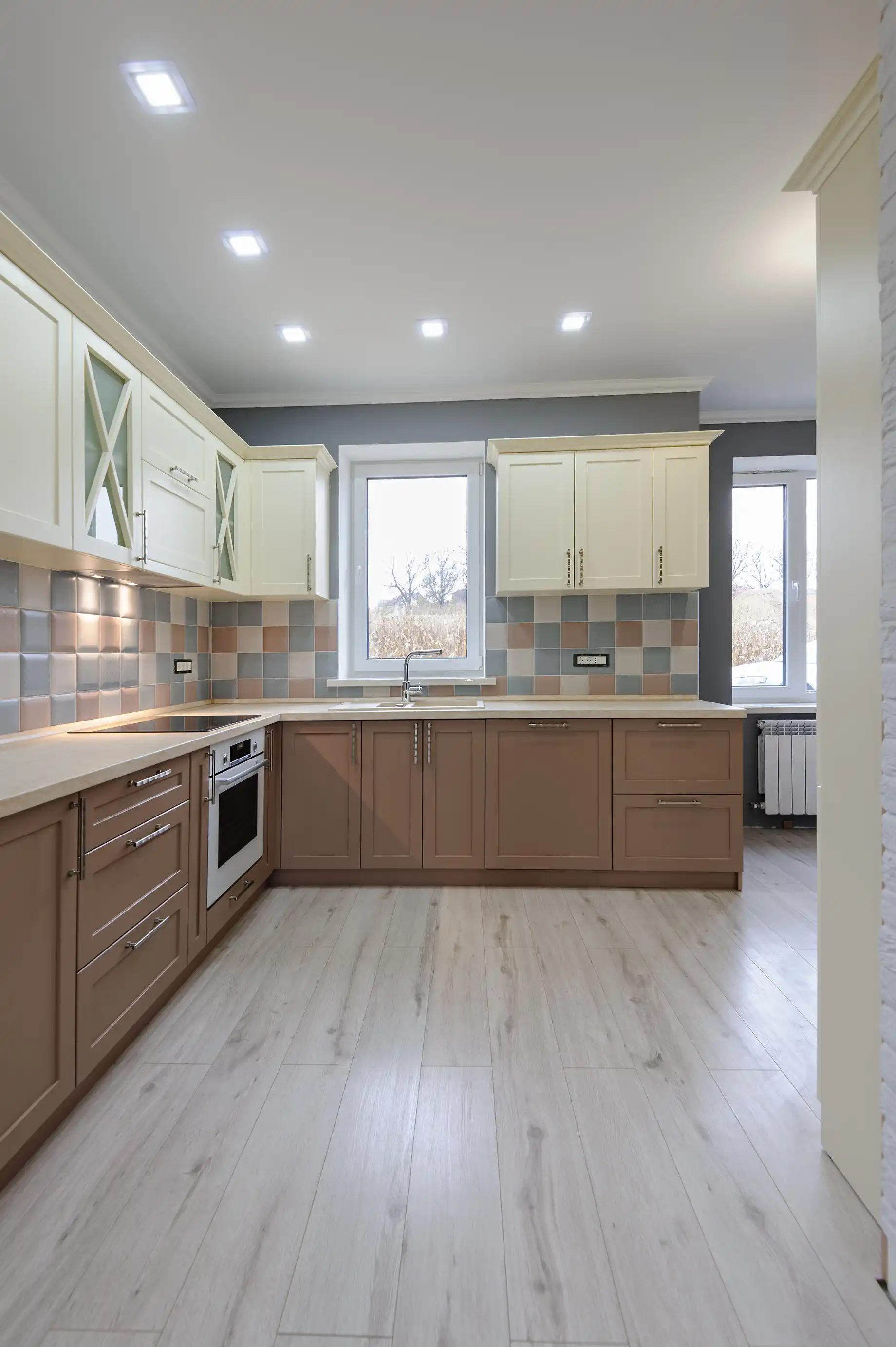 Beautifully tiled kitchen splashback with precise grout lines